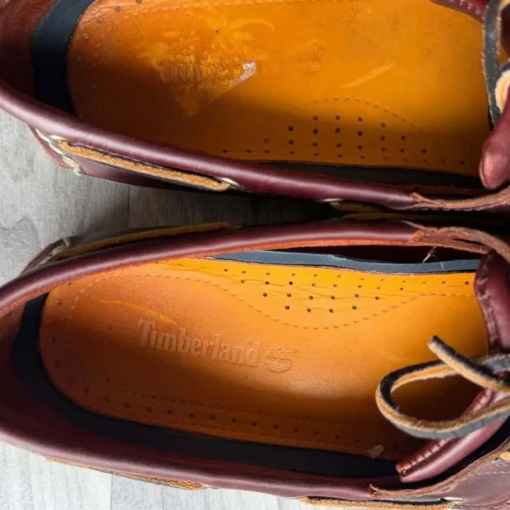 Vintage Timberland Classic 2-Eye Boat Shoes Mens Size 12 Brown Leather